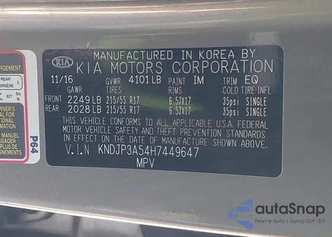 2017 Kia Soul + z USA, uszkodzony, nr VIN KNDJP3A54H7449647